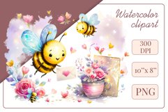 Cute watercolor bee - perfect for your project! This gentle drawing will add playfulness and charm to your design. Use it for creating cards, web design, and much more. #watercolorclipart #bee #drawing