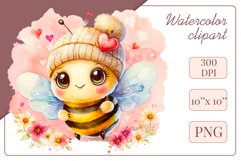 Cute watercolor bee - perfect for your project! This gentle drawing will add playfulness and charm to your design. Use it for creating cards, web design, and much more. #watercolorclipart #bee #drawing