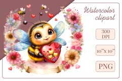 Cute watercolor bee - perfect for your project! This gentle drawing will add playfulness and charm to your design. Use it for creating cards, web design, and much more. #watercolorclipart #bee #drawing