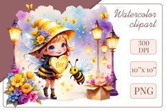 Cute watercolor bee - perfect for your project! This gentle drawing will add playfulness and charm to your design. Use it for creating cards, web design, and much more. #watercolorclipart #bee #drawing