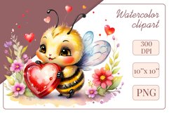 Cute watercolor bee - perfect for your project! This gentle drawing will add playfulness and charm to your design. Use it for creating cards, web design, and much more. #watercolorclipart #bee #drawing