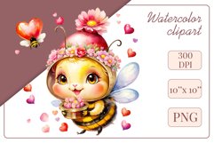 Cute watercolor bee - perfect for your project! This gentle drawing will add playfulness and charm to your design. Use it for creating cards, web design, and much more. #watercolorclipart #bee #drawing