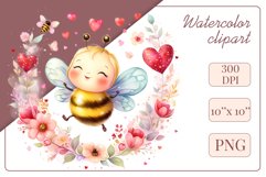 Cute watercolor bee - perfect for your project! This gentle drawing will add playfulness and charm to your design. Use it for creating cards, web design, and much more. #watercolorclipart #bee #drawing