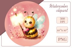 Cute watercolor bee - perfect for your project! This gentle drawing will add playfulness and charm to your design. Use it for creating cards, web design, and much more. #watercolorclipart #bee #drawing