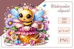 Cute watercolor bee - perfect for your project! This gentle drawing will add playfulness and charm to your design. Use it for creating cards, baby showers, birthdays, web design, and much more. 