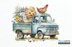 Watercolor Easter Truck PNG Clipart Product Image 1