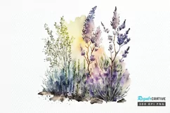 Watercolor Lavender Garden PNG Clipart Product Image 1