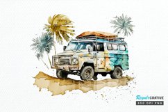 Watercolor Beach Truck PNG Clipart Product Image 1