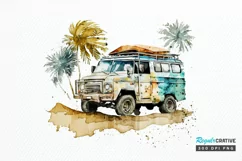 Watercolor Beach Truck PNG Clipart Product Image 1