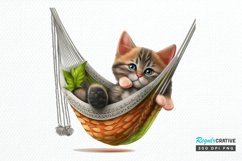 Watercolor Cute Cat in a Hammock PNG Clipart Product Image 1