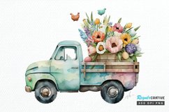 Watercolor Easter Truck PNG Clipart Product Image 1