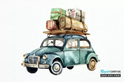Watercolor Travel Car PNG Clipart Product Image 1