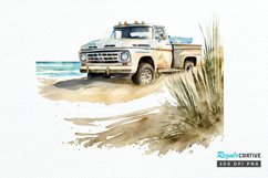 Watercolor Beach Truck PNG Clipart Product Image 1
