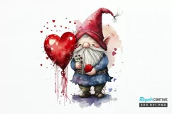 Watercolor valentine Gnome PNG Clipart Product Image 1