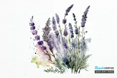 Watercolor Lavender Garden PNG Clipart Product Image 1