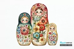 Watercolor Matryoshka Dolls PNG Clipart Product Image 1