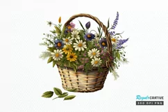 Basket of Wildflowers PNG Clipart Product Image 1