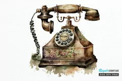 Watercolor Antique Telephone PNG Clipart Product Image 1
