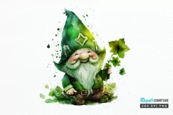 Watercolor St. Patricks Happy Green Gnome PNG Clipart Product Image 1
