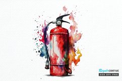 Watercolor Fire Extinguisher PNG Clipart Product Image 1
