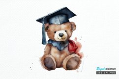 Watercolor Graduate Teddy Bear PNG Clipart Product Image 1