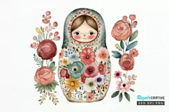 Watercolor Matryoshka Dolls PNG Clipart Product Image 1