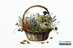 Basket of Wildflowers PNG Clipart Product Image 1