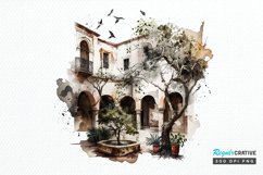 Watercolor Courtyard PNG Clipart Product Image 1