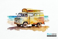 Watercolor Beach Truck PNG Clipart Product Image 1