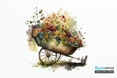 Watercolor Floral Wheelbarrows PNG Clipart Product Image 1
