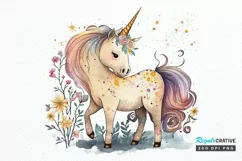 Watercolor Magical Unicorn PNG Clipart Product Image 1