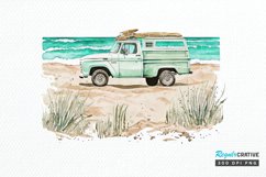 Watercolor Beach Truck PNG Clipart Product Image 1