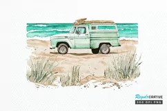 Watercolor Beach Truck PNG Clipart Product Image 1