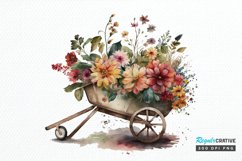 Watercolor Floral Wheelbarrows PNG Clipart Product Image 1
