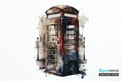 Watercolor Vintage Public Telephone Booth PNG Clipart Product Image 1