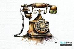 Watercolor Antique Telephone PNG Clipart Product Image 1