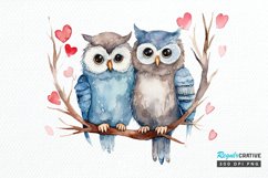 Watercolor Cute Couple Owl PNG Clipart Product Image 1