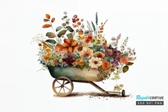 Watercolor Floral Wheelbarrows PNG Clipart Product Image 1