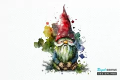 Watercolor Christmas Gnome PNG Clipart Product Image 1