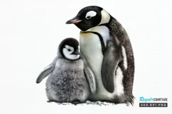 Mom and Baby Penguin PNG Clipart Product Image 1