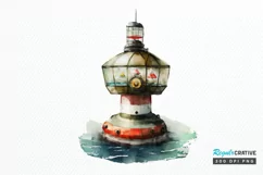 Watercolor Nautical Buoy PNG Clipart Product Image 1