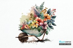 Watercolor Floral Wheelbarrows PNG Clipart Product Image 1