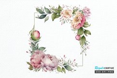 Watercolor Pink Peony Frames PNG Clipart Product Image 1