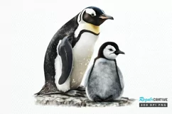 Mom and Baby Penguin PNG Clipart Product Image 1