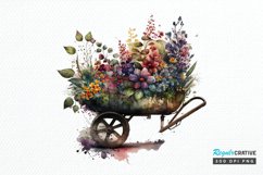 Watercolor Floral Wheelbarrows PNG Clipart Product Image 1