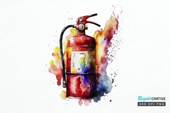 Watercolor Fire Extinguisher PNG Clipart Product Image 1