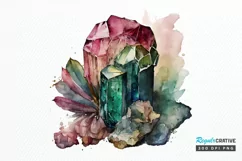Watercolor Raw Tourmaline Crystal PNG Clipart Product Image 1