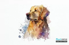 Watercolor Golden Retriever PNG Clipart Product Image 1