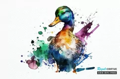 Watercolor Cute Colorful Duck PNG Clipart Product Image 1