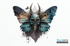 Watercolor Skull Moth PNG Clipart Product Image 1
